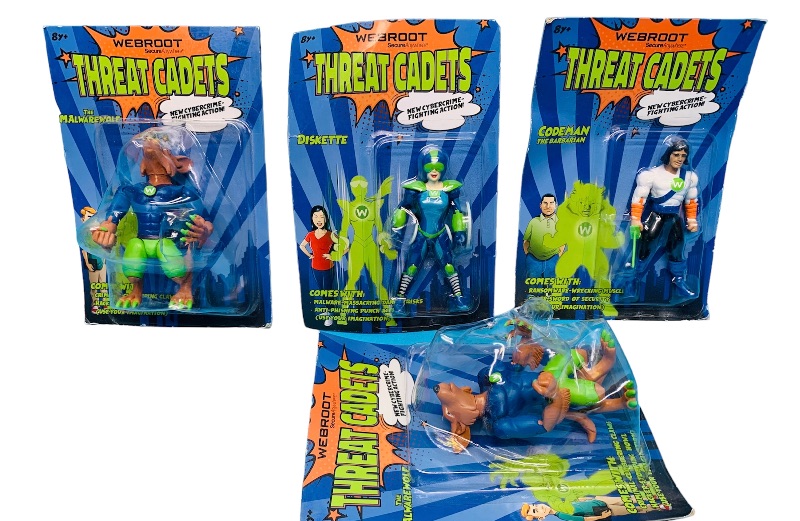 Photo 1 of 224040… 4 Webroot Threat Cadets cybercrime fighting action figures 