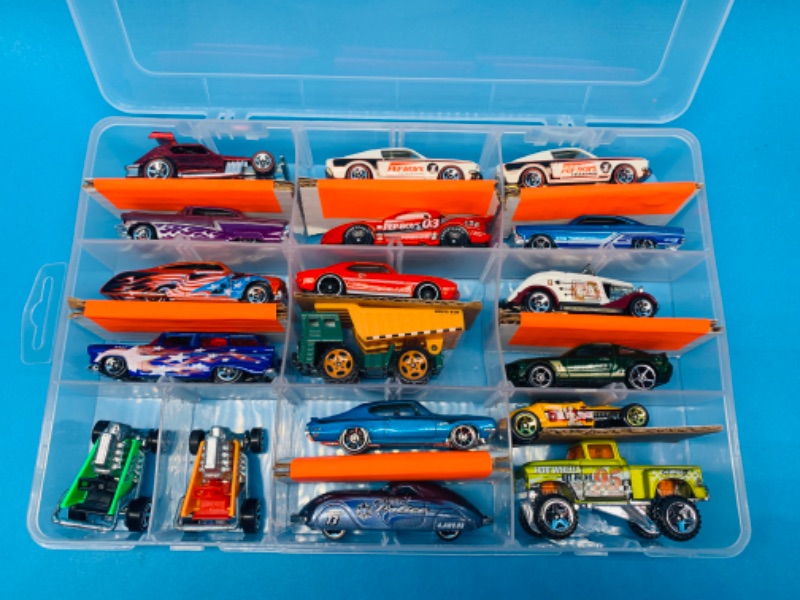 Photo 1 of 224083…18  die cast cars in organizer case