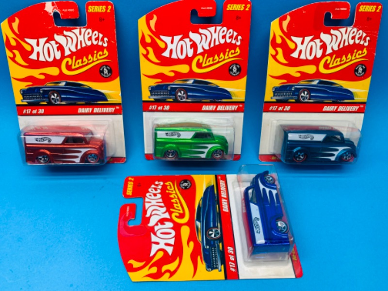 Photo 1 of 224085…4 Hot Wheels classics die cast dairy delivery vans