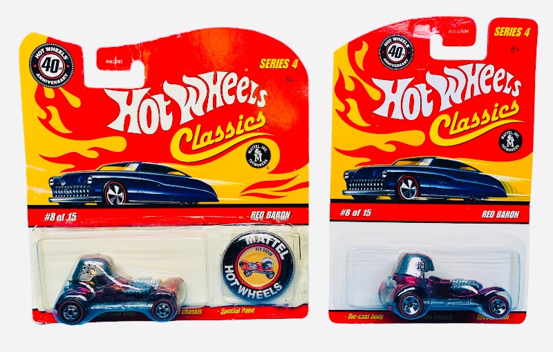 Photo 1 of 224090…2 Hot Wheels redline die cast Red Baron cars and pin button 