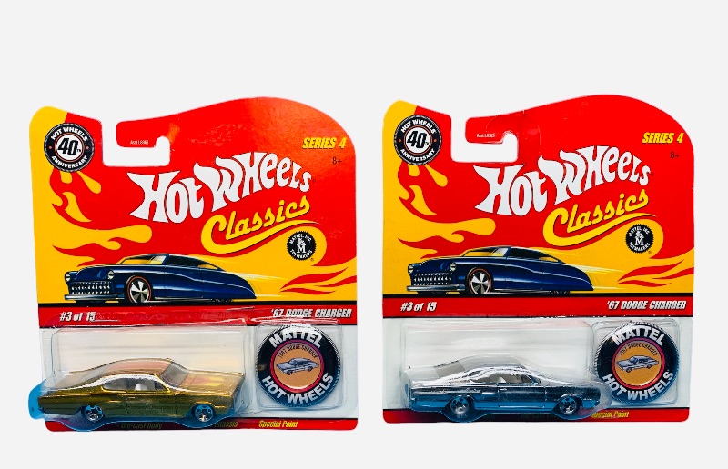 Photo 1 of 224096…2 Hot Wheels Classics redline Dodge Chargers with pin and special paint