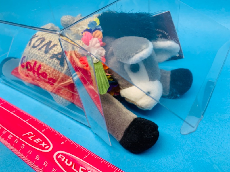 Photo 2 of 224196…Hawaiian Collectible donkey bean bag plush with mini passport in plastic case 