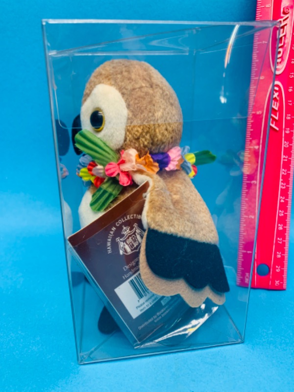 Photo 2 of 224198…Hawaiian collectible owl bean bag plush with mini passport in plastic case 