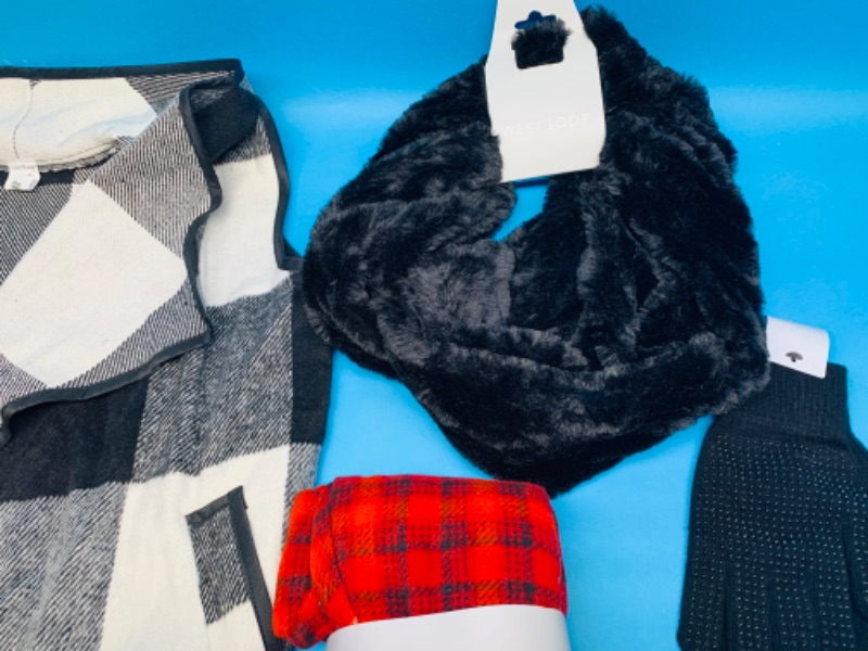 Photo 2 of 224233…ladies faux fur infinity scarf, gloves, vest, m/l lounge pants, and cozy socks 