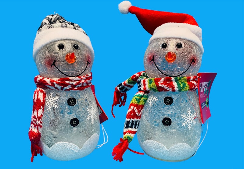 Photo 1 of 224292…2 light up glass snowmen- need batteries 