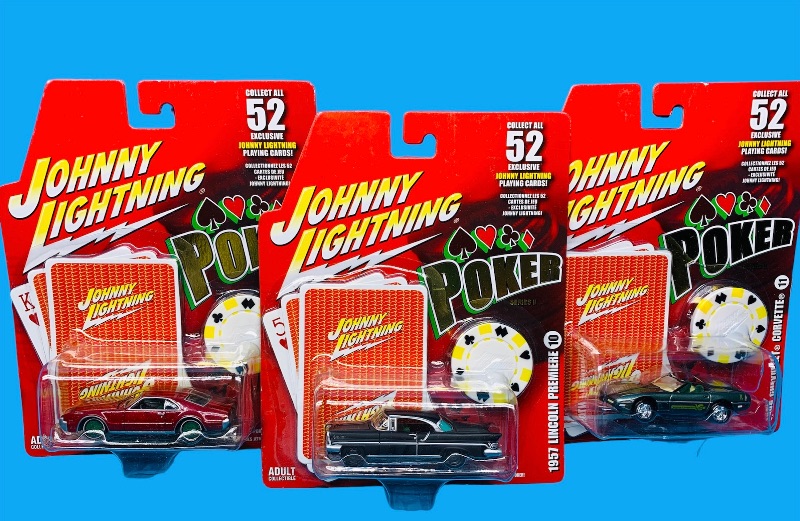 Photo 1 of 224458…3 Johnny lightning poker die cast cars 