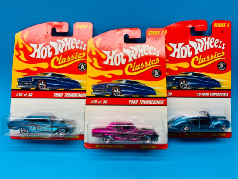 Photo 1 of 224465…3  hot wheels classics die cast Ford cars with special paint 