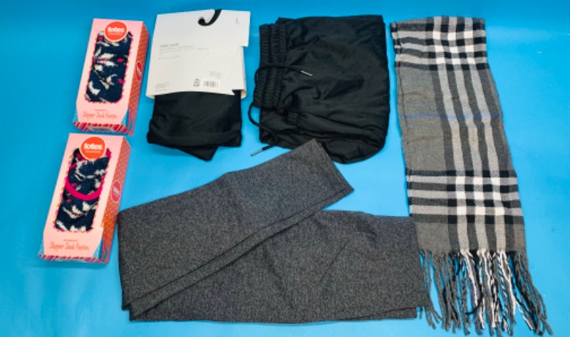 Photo 1 of 224617…women’s size L joggers, scarf, and slipper socks