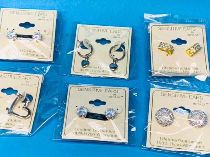 Photo 2 of 224652… 6 pairs of sensitive hypoallergenic pierced earrings 