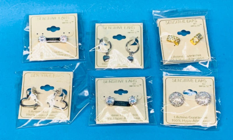 Photo 1 of 224652… 6 pairs of sensitive hypoallergenic pierced earrings 