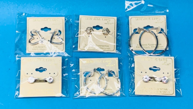 Photo 1 of 224653… 6 pairs of sensitive hypoallergenic pierced earrings 