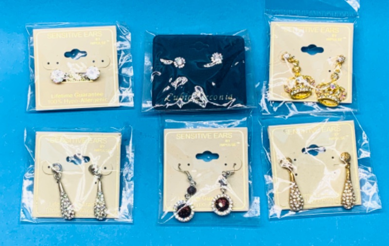 Photo 1 of 224654… 6 pairs of sensitive hypoallergenic pierced earrings 