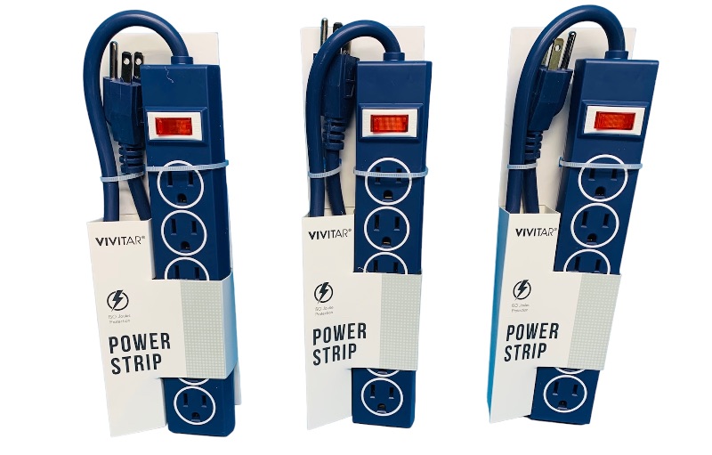 Photo 1 of 224736… 3 vivitar power strips with heavy duty cords and grounded plugs 