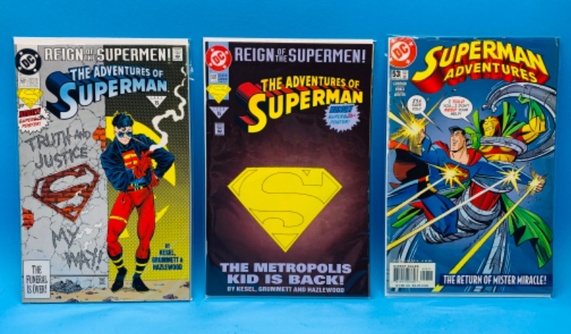 Photo 1 of 224888…3 Superman  comics in plastic sleeves 