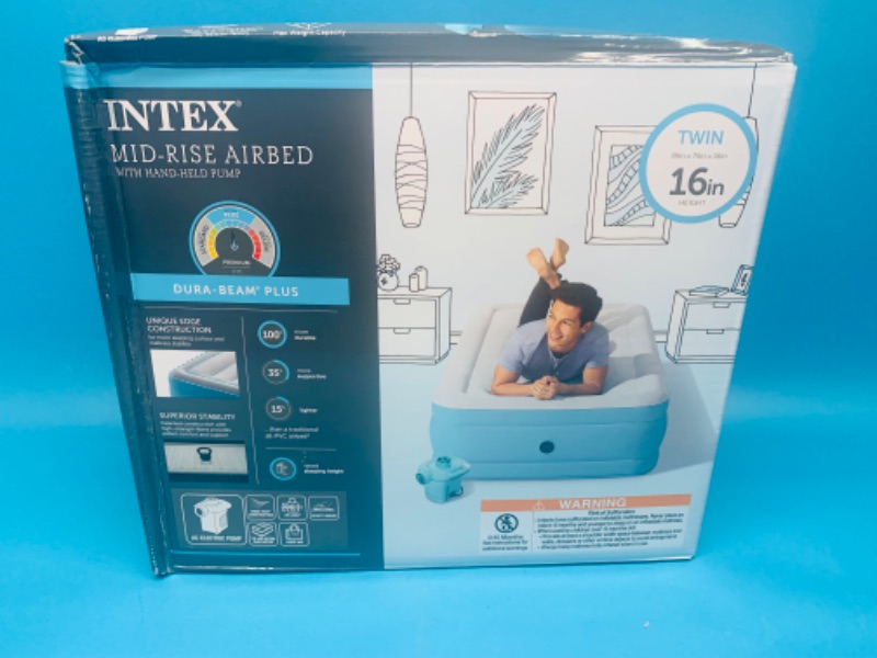 Photo 1 of 224964… Intex 16” twin size mid rise airbed with hand held pump 