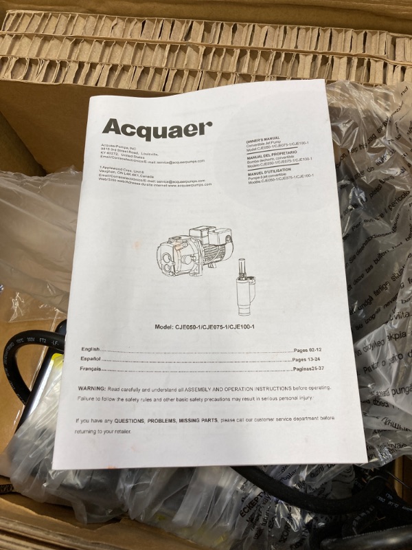Photo 3 of Acquaer 1/2HP Shallow/Deep Well Jet Pump, Cast Iron Convertible Pump with Ejector Kit, Well Depth Up to 25ft or 90ft, 115V/230V Dual Voltage, Automatic Pressure Switch 1/2HP Convertible