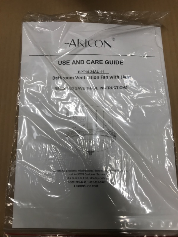 Photo 3 of Akicon Ultra Quiet 110 CFM Round Exhaust Bathroom Fan with Light and Nightlight Brushed Nickel (3x9W GU24 Base LED Bulbs and 1pcs E12 Nightlight Included)