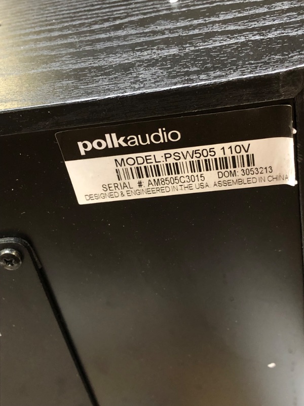 Photo 4 of Polk Audio PSW505 12" Powered Subwoofer - Deep Bass Impact & Distortion-Free Sound, Up to 460 Watts, Easy Integration with Home Theater Systems, BLACK PSW505 Powered Subwoofer