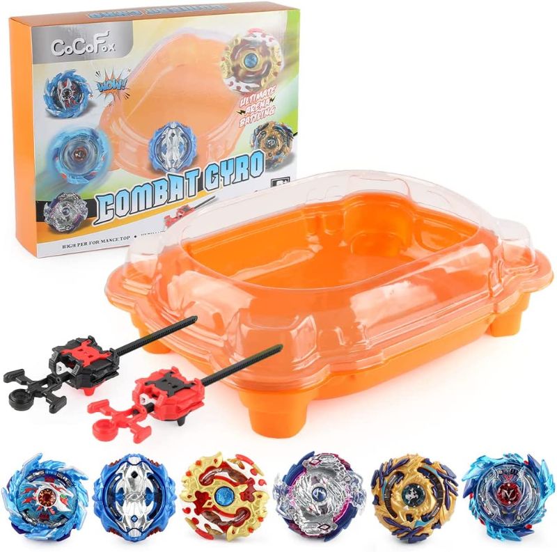 Photo 1 of Bey Battling Top Burst Toy Blade Set Game Complete Battle Game Set with Stadium, 6 Battling Tops and 2 Launchers, Toys for 6 Year Old Boys & Girls & Up
