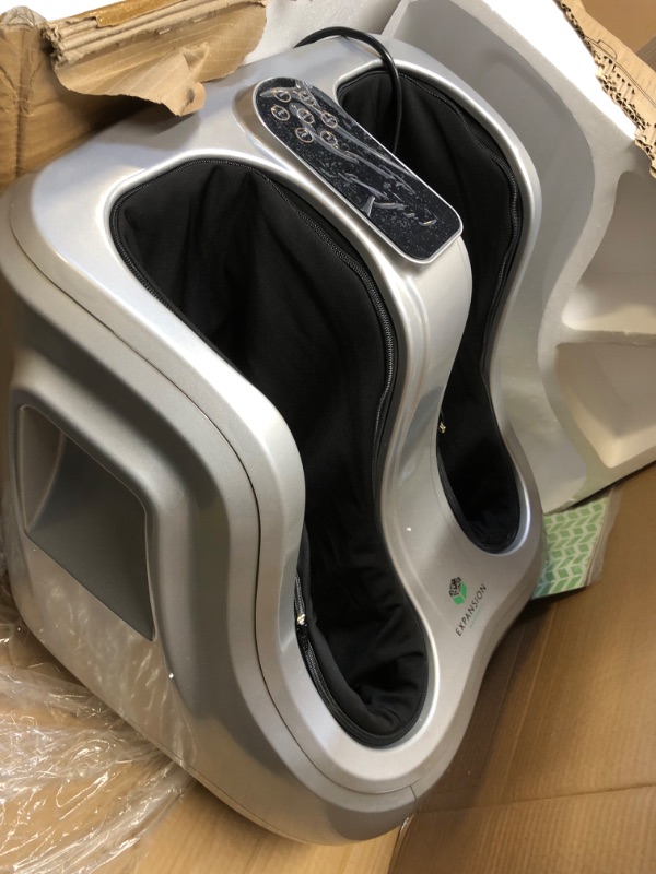 Photo 1 of KoolerThings Shiatsu Heated Foot and Cal Massager Machine to Relieve Sore Feet, Ankles, Calfs and Legs, Deep Kneading Therapy, Relaxation Vibration and Rolling & Stimulates Blood Circulation Silver
