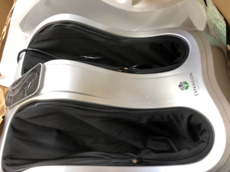 Photo 4 of KoolerThings Shiatsu Heated Foot and Cal Massager Machine to Relieve Sore Feet, Ankles, Calfs and Legs, Deep Kneading Therapy, Relaxation Vibration and Rolling & Stimulates Blood Circulation Silver