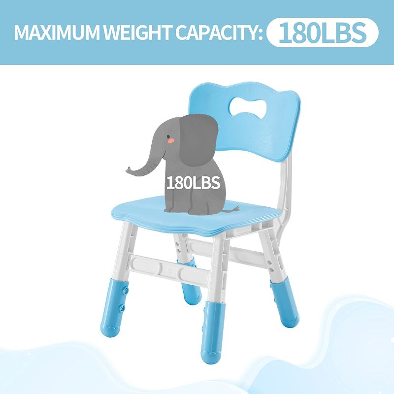 Photo 1 of DOREROOM 3 Level Height Adjustable Kids Chair, Durable Chair for Kids Indoor or Outdoor Use for Ages 2-6, Toddler Table Chair for Boys and Girls for Daycare, Classroom, Home, Light Blue
