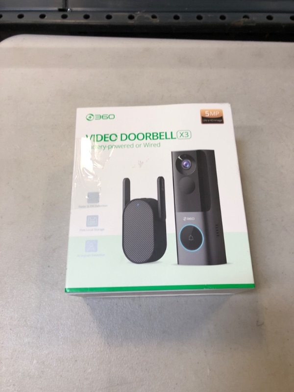 Photo 1 of 360 VIDEO DOORBELL X3 BATTERY POWERED OR WIRED (UNABLE TO TEST)