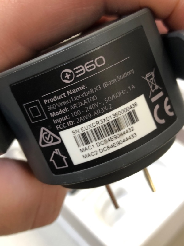 Photo 1 of 360 VIDEO DOORBELL X3 BATTERY POWERED OR WIRED (UNABLE TO TEST)