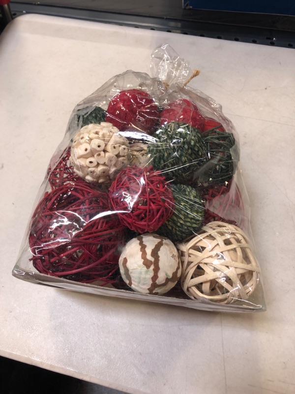Photo 2 of ANDALUCA Holiday Red, White & Green Decorative Vase & Bowl Filler Bag with Orbs, Balls (Green)
