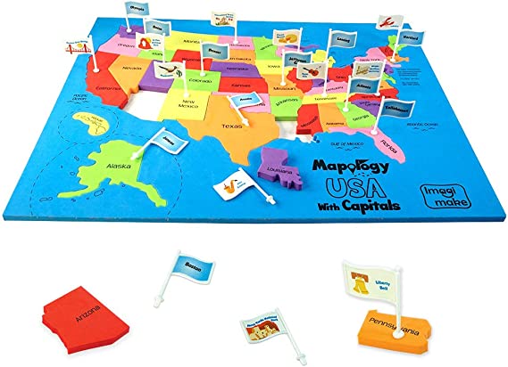 Photo 1 of Imagimake: Mapology USA with Capitals- Learn USA States Along with Their Capitals and Fun Facts- Fun Jigsaw Puzzle- Educational Toy for Kids Above 5 Years
