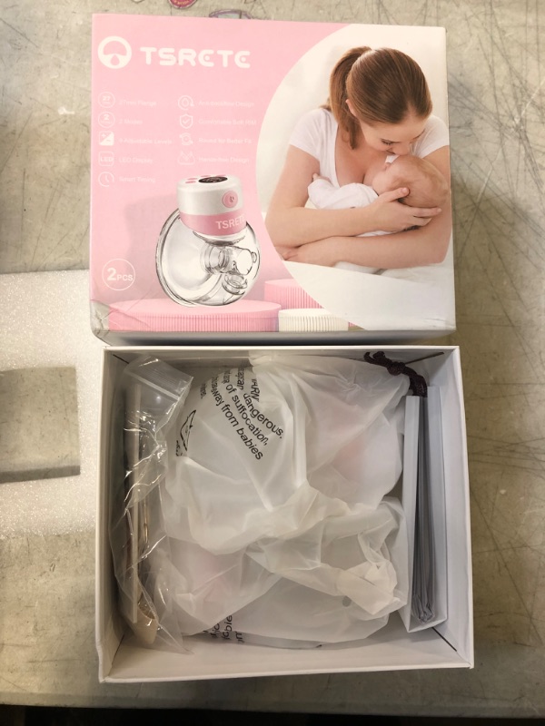 Photo 2 of Breast Pump,Double Wearable Breast Pump,Electric Hands Free Breast Pumps with 2 Modes,9 Levels,LCD Display,Memory Function Rechargeable Double Milk Extractor with Massage and Pumping Mode-27mm Flange
