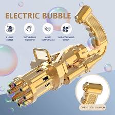 Photo 2 of Electric Bubble Gun, Bubble Maker Bubble Machine W/ 100ML Bubble Solution 2022 Upgrade 8-Hole Bubble Blower Automatic Bubble Machine Outdoor Toy for Boys Girls Black