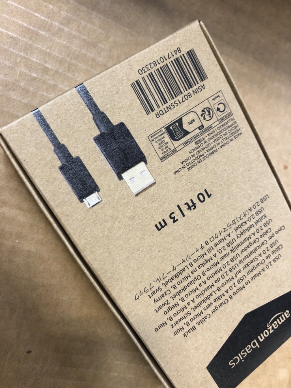 Photo 2 of Amazon Basics USB 2.0 A-Male to Micro B Cable, 10 feet, Black