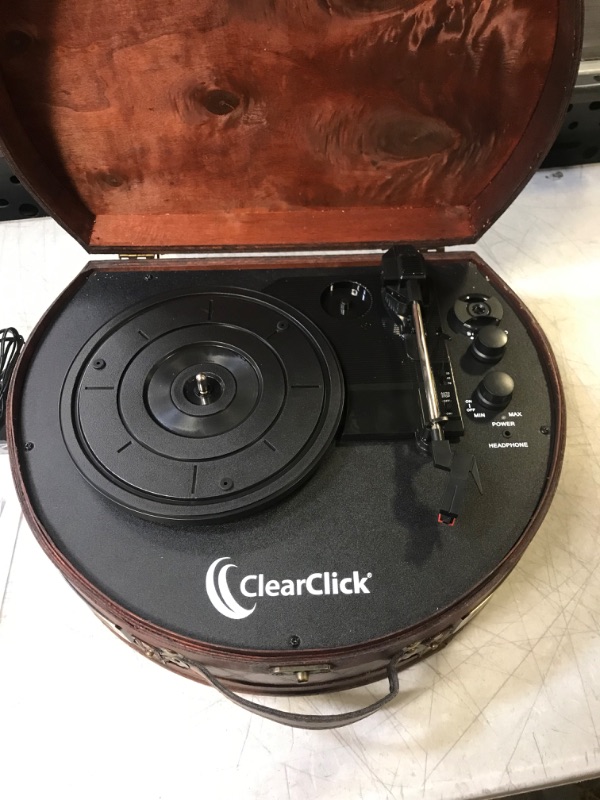 Photo 2 of ClearClick Vintage Suitcase Turntable with Bluetooth & USB - Classic Wooden Retro Style
