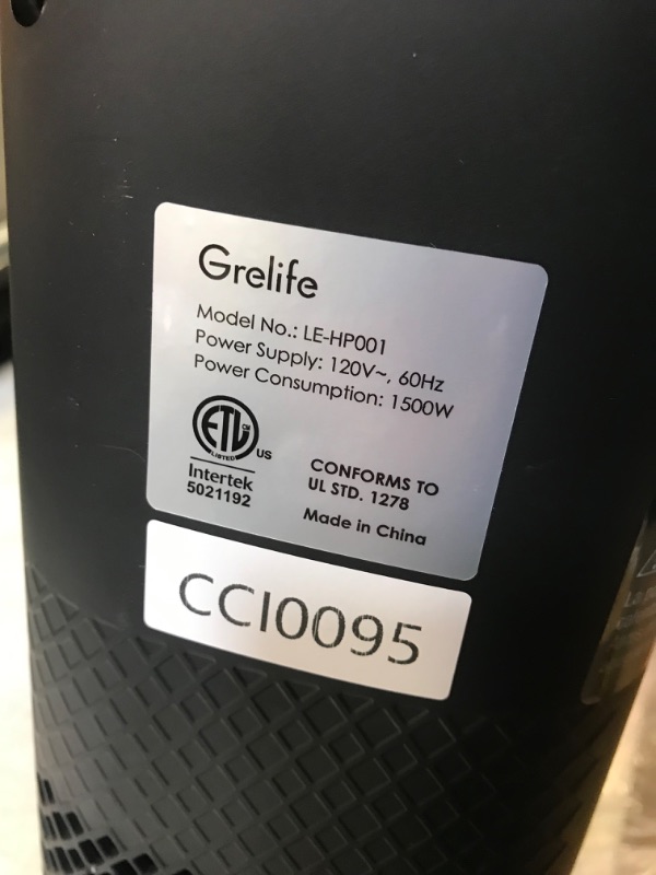 Photo 1 of Grelife 1500W Space Heater with Adjustable Thermostat, PTC Fast Heating Ceramic Heater, Widespread Oscillation, Over Heating & Tip-over Switch Protection for Bedroom Office
