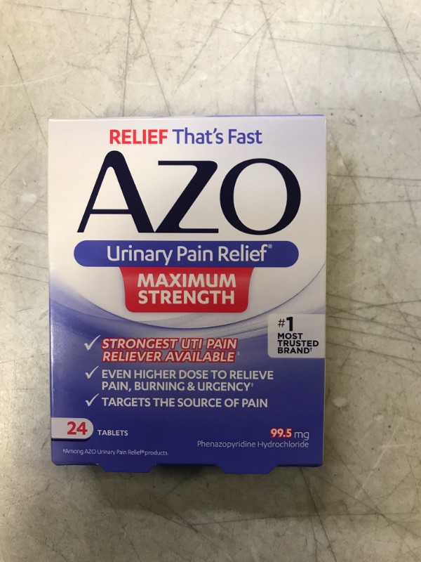 Photo 2 of AZO Urinary Pain Relief Maximum Strength | Fast relief of UTI Pain, Burning & Urgency | Targets Source of Pain | #1 Most Trusted Brand | 24 Tablets AZO Max Strength 24CT BB 04/25