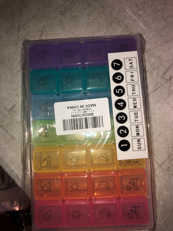 Photo 1 of Macood Small Pill Organizer 7 Day (4 Times a Day) Portable Weekly Pill Box Case Dispenser for Vitamins/ Supplements/ Medication/ Fish Oil - Rainbow Colors (Note: Small Size)