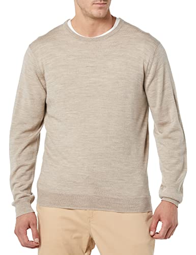 Photo 1 of Goodthreads Men's Lightweight Merino Wool Crewneck Sweater, Beige, XX-Large Tall