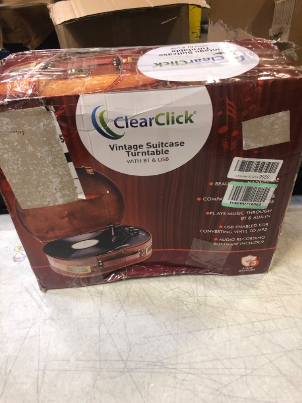 Photo 3 of ClearClick Vintage Suitcase Turntable with Bluetooth & USB - Classic Wooden Retro Style
DAMAGE TO BOX