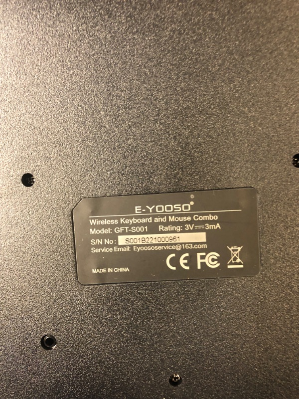 Photo 3 of Wireless Keyboard and Mouse Combo, E-YOOSO 18 Months Battery Life Cordless Keyboard, 2.4G Full-Sized Ergonomic Keyboard with Wrist Rest, 3-Level DPI Mouse, Black Quiet Keyboard for Computer, Mac, PC
MISSING DONGLE KEYBOARD/MOUSE ONLY