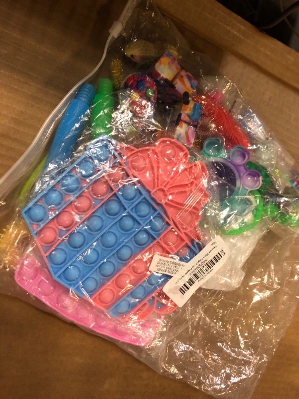 Photo 1 of 30pcs Fidget Packs Anti-Anxiety Toys, Pop Fidget Block Set Stress Relief Toys for Adults, Cheap Sensory Fidget Toy Pack with Marble Mesh Anxiety Tube Fidgetet Packs (C1)