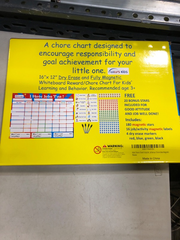 Photo 3 of Alomar Kids Chore Chart for Multiple Kids - Magnetic Dry Erase Responsibility Chart for Daily Routine Reward System - Great for 1 or Multiple Children - with Bonus Stars and Chore Ideas! - 16" x 12"------FACTORY SEALED

