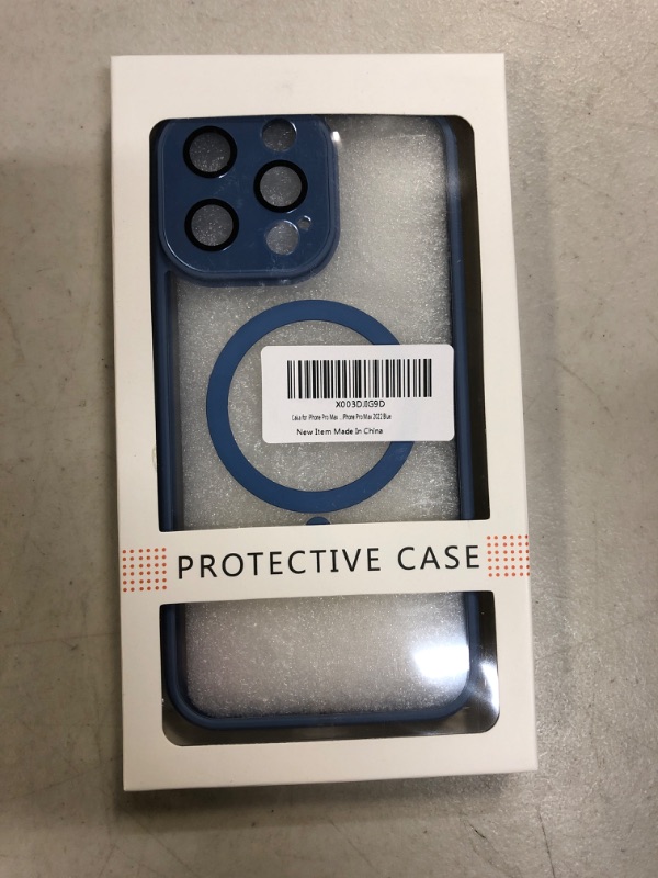 Photo 2 of [3 in 1] Caka Magnetic Case for iPhone 14 Pro Max Case with Camera Lens Cover & Screen Protector, [Never Yellow] [Drop Protection] [Slim Fit] Clear Shockproof Cover 6.7 inch - Blue