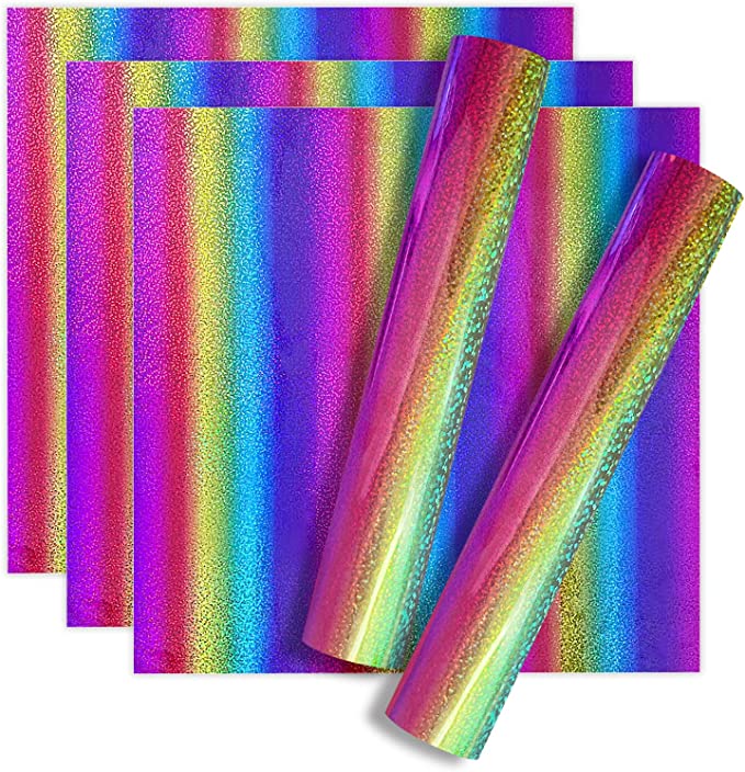 Photo 1 of Shimmer Glitter Permanent Vinyl for Cricut,5 Pack 12"x12" Shimmer Rainbow Adhesive Vinyl Sheets,Adhesive Craft Vinyl for Cricut, Silhouette Cameo Cutters Indoor and Outdoor Decal