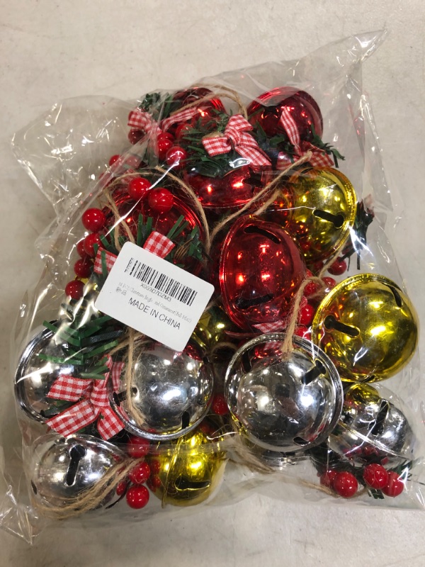 Photo 2 of 18 PCS Christmas Jingle Bells Ornaments in Red White Green,Christmas Tree Bells Pendant ,Christmas Holiday Party Supplies for Christmas Tree Decor,Wreath,Window Memorial Ornament(Bell-Mix2)