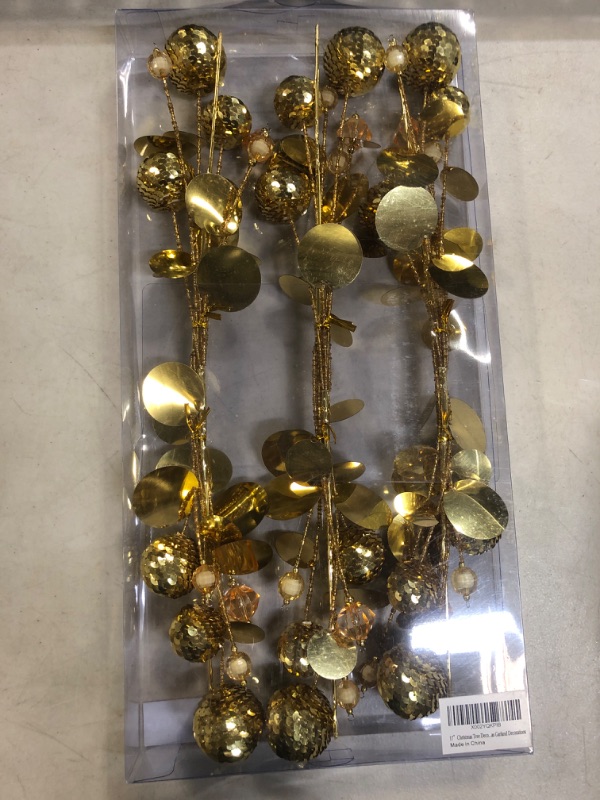 Photo 1 of 17”Gold Christmas Picks, Christmas Tree Decorations Beads Sequin Ball Pick, Christmas Picks for Trees Ornaments Christmastree Topper Star Home Vase Ornaments Office Party Decorations Gifts