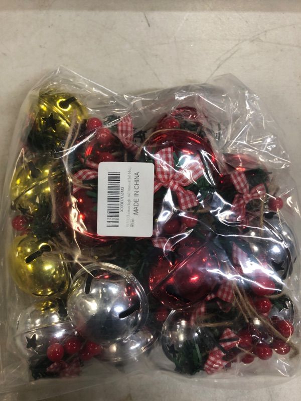 Photo 2 of 18 PCS Christmas Jingle Bells Ornaments in Red White Green,Christmas Tree Bells Pendant ,Christmas Holiday Party Supplies for Christmas Tree Decor,Wreath,Window Memorial Ornament(Bell-Mix2)
