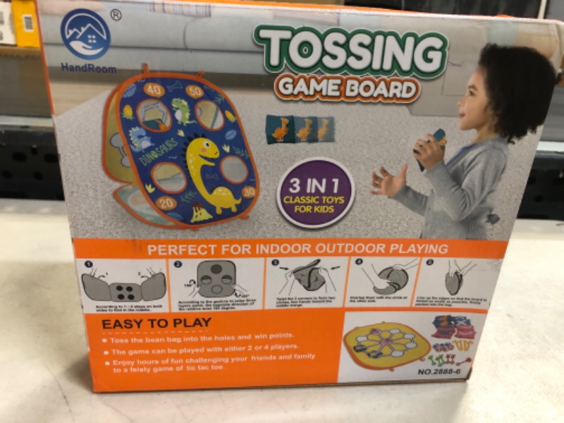 Photo 2 of 3 in 1 Bean Bag Toss Game Set for Kids, Outside Toys for Kids Toddlers Ages 3-5 4-8 4-7, Collapsible Cornhole and Dart Board with 8 Bean Bags, Crab & Turtle Themed, Birthday Gift for Boys Girls (gold)***FACTORY SEALED***

