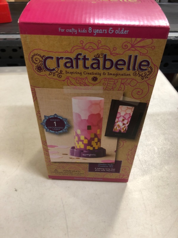 Photo 2 of Craftabelle – Ombre Fade Creation Kit – Lampshade Decorating Kit – 323pc LED Lamp Set with Fabric & Accessories – DIY Arts & Crafts for Kids Aged 8 Years +***FACTORY SEALED***

