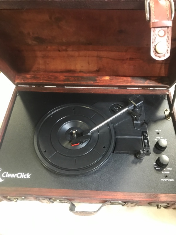 Photo 4 of ClearClick Vintage Suitcase Turntable with Bluetooth & USB - Classic Wooden Retro Style